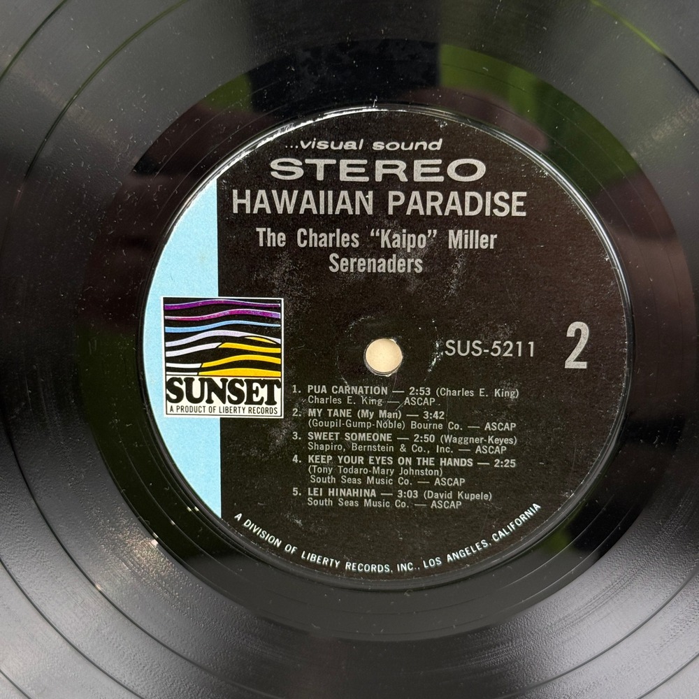 Sunset Hawaiian Paradise Vinyl LP Charles Kaipo Miller Serenaders Good Stereo - Picture 5 of 7